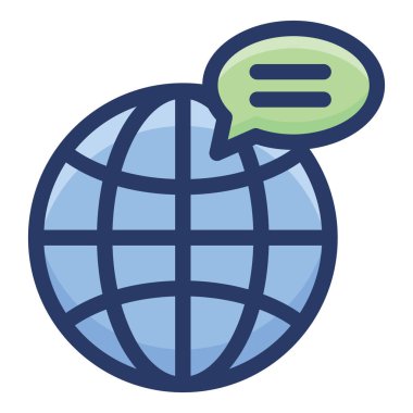 Küresel iletişim düz simge vektörü 