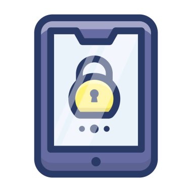 Mobil güvenlik düz tasarım simgesi.