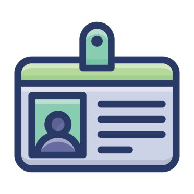 Düz dizaynlı kimlik kartı simgesi 