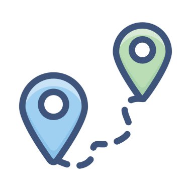 Düz tasarımda rota konum parkuru 