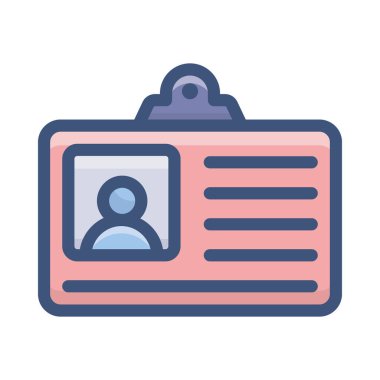 Düz dizaynlı kimlik kartı simgesi.