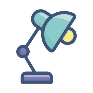 Masa lambası simgesi düz tasarım.