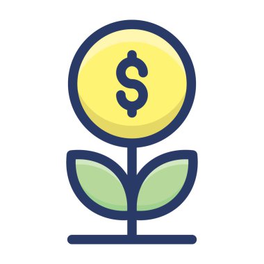 Para büyüme vektörü Düz simgesi 