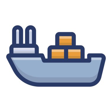 Düz tasarımda kargo gemisi simgesi.