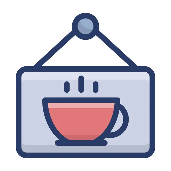 Café Etiqueta Placa Plana Icono Vector — Vector de stock