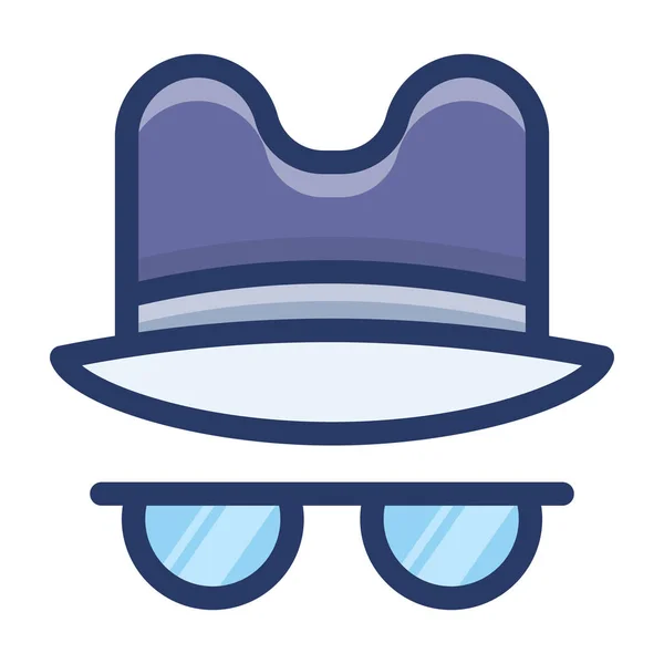 Hat Glasses Icon Flat Design — Stock Vector