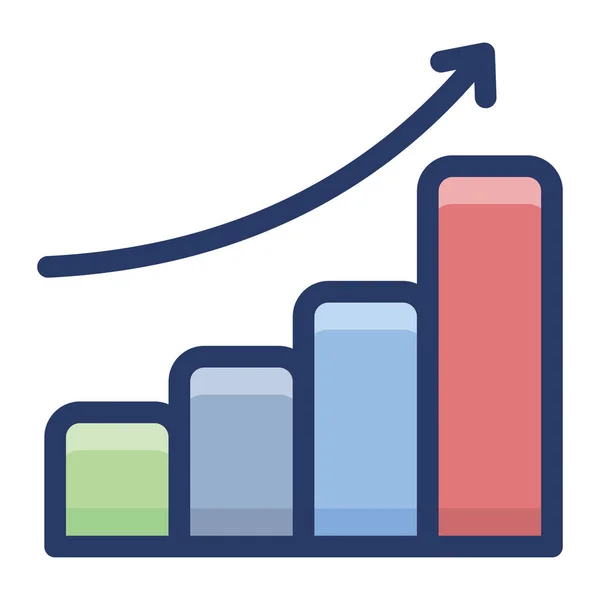Conception Icône Graphique Croissance Entreprise Plat — Image vectorielle