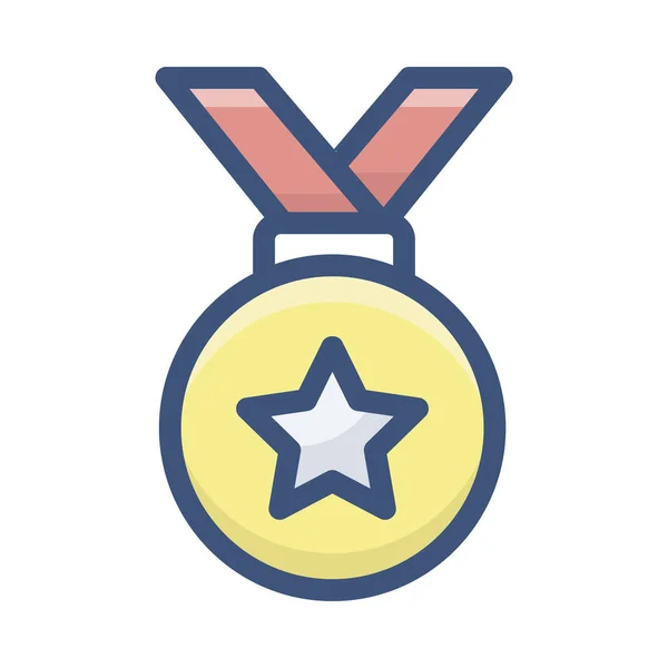 Icono Medalla Estrella Diseño Plano — Vector de stock