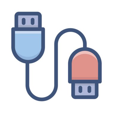 Düz tasarımda USB kablo simgesi.