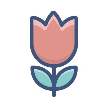 Gül çiçeği simgesinin düz tasarımı