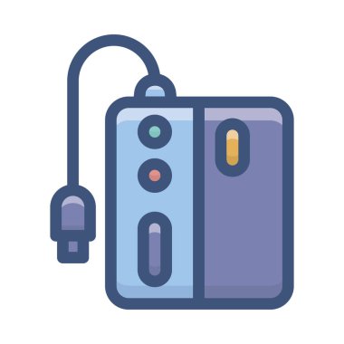 Düz tasarımda hoparlör veri kablosu simgesi.