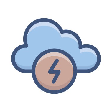 Bulut gök gürültüsü düz tasarım simgesi.