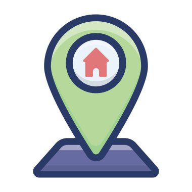  Ev konum işaretçisi düz simgesi 