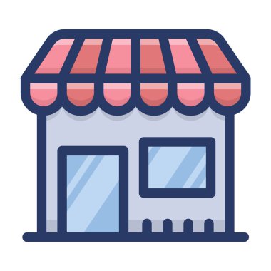 Mağaza dış düz simge tasarımı 