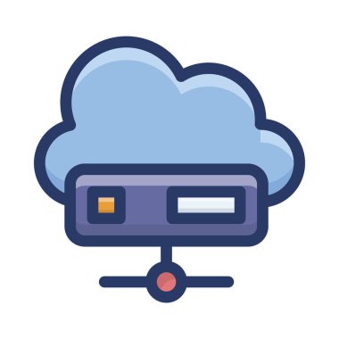 Bulut veri sunucusunun düz vektör tasarımı