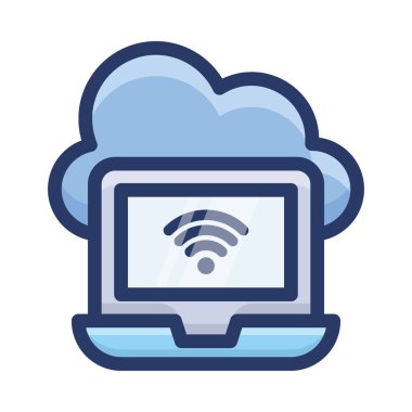 Bulut wifi ağının düz vektör tasarımı