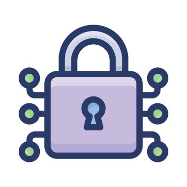 Düz tasarımda Siber Güvenlik simgesi