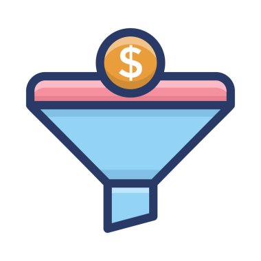 Para filtrasyon düz tasarım simgesi.