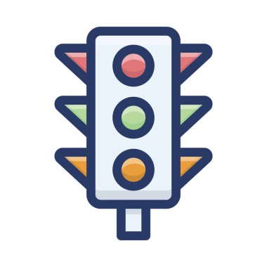 Trafik ışığı simgesinin düz vektör tasarımı.