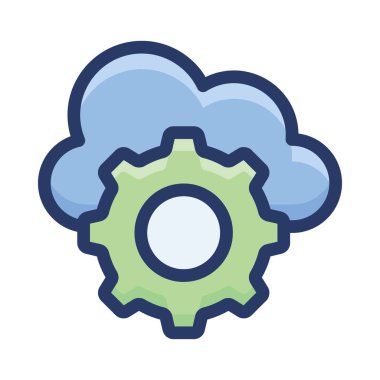 Düz tasarımda bulut bilgi işlem simgesi.