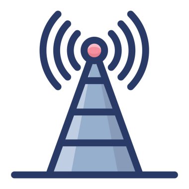 Düz tarzda radyo kulesi simgesi vektörü 