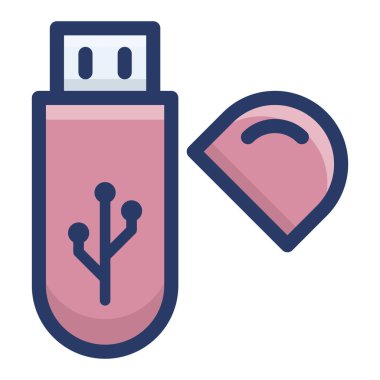 Usb sürücü düz simge vektörü