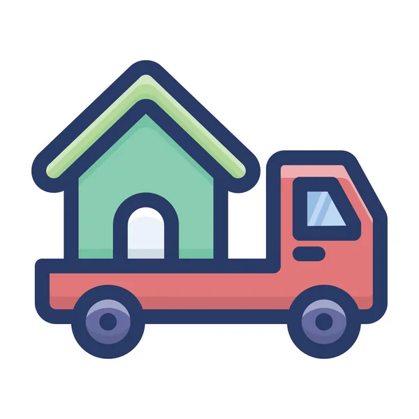 House Relocation Flat Icon Vector — Stock Vector