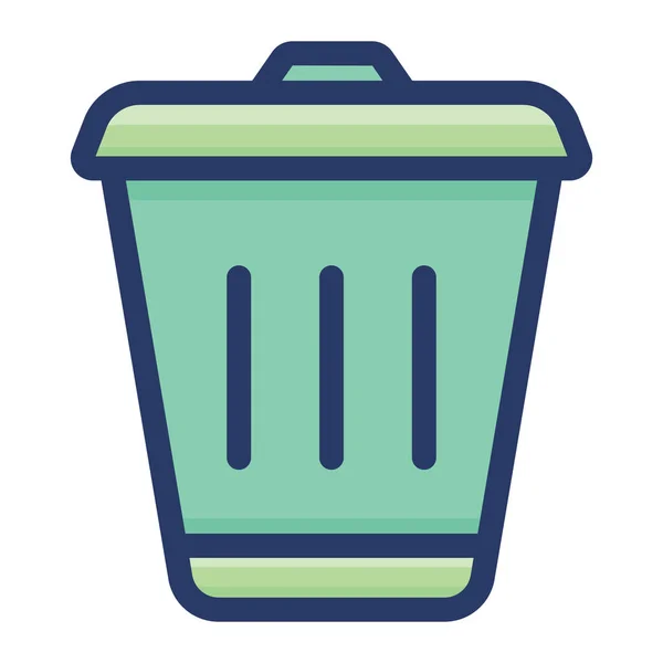 Trash Bin Flat Icon Vector Design — Stock Vector