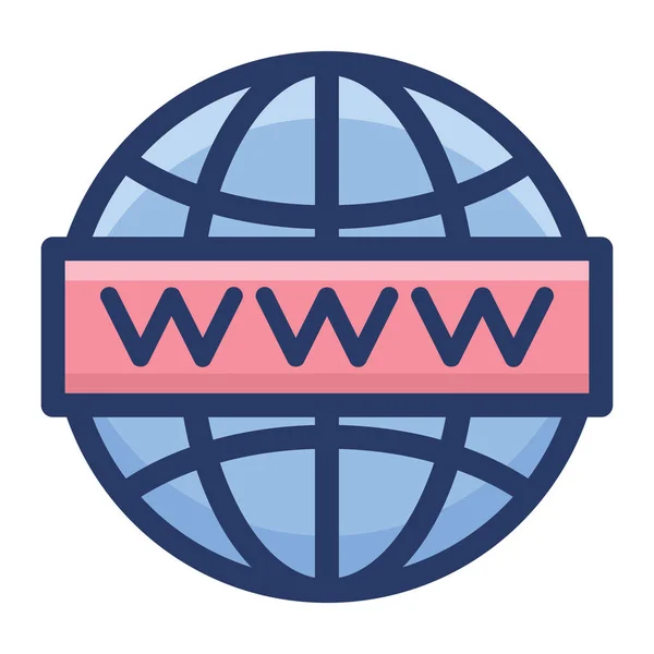 World Wide Web Plana Vector Icono — Vector de stock