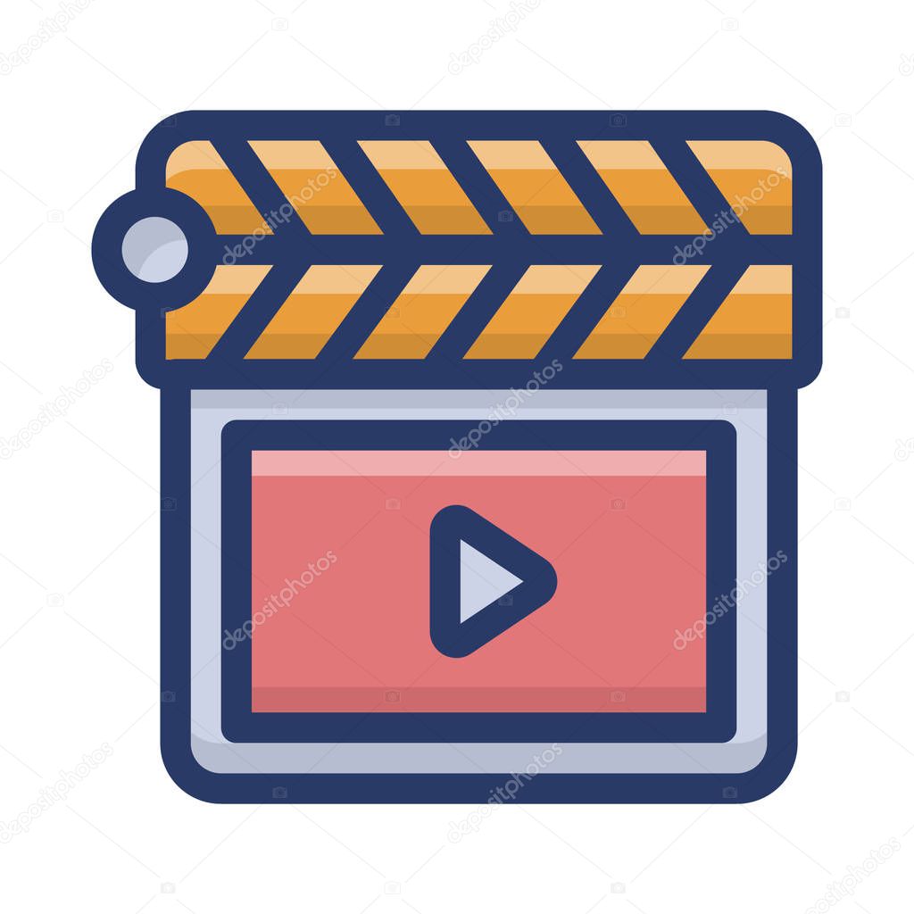 Flat design of clapperboard icon