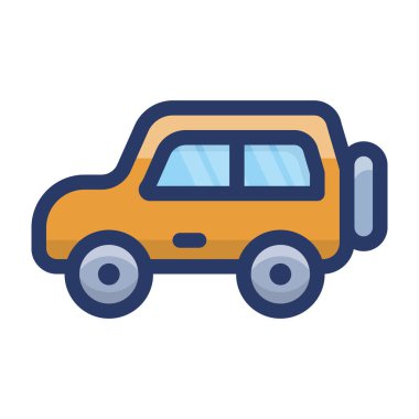 Jeep araba düz simge vektör tasarımı 
