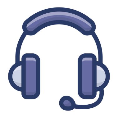 Düz tasarımda mikrofon vektörlü kulaklık.