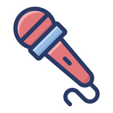 Düz tasarımda şarkı söyleyen mikrofon vektörü 