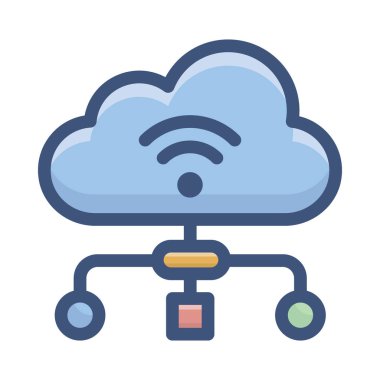 Bulut wifi ağının düz vektör tasarımı