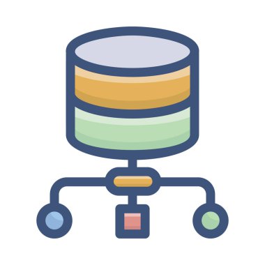 Düz tasarımda veritabanı ağının simgesi.