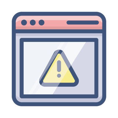 Düz tasarımda Web sayfası hata simgesi.