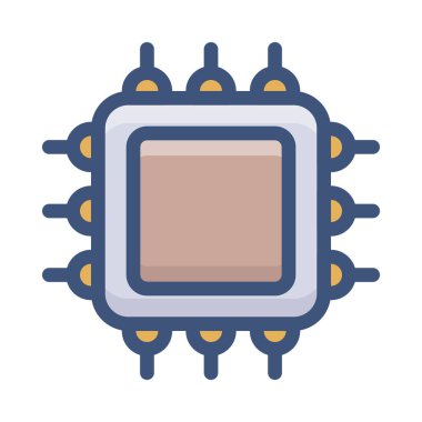 Düz tasarımda mikroişlemci simgesi.