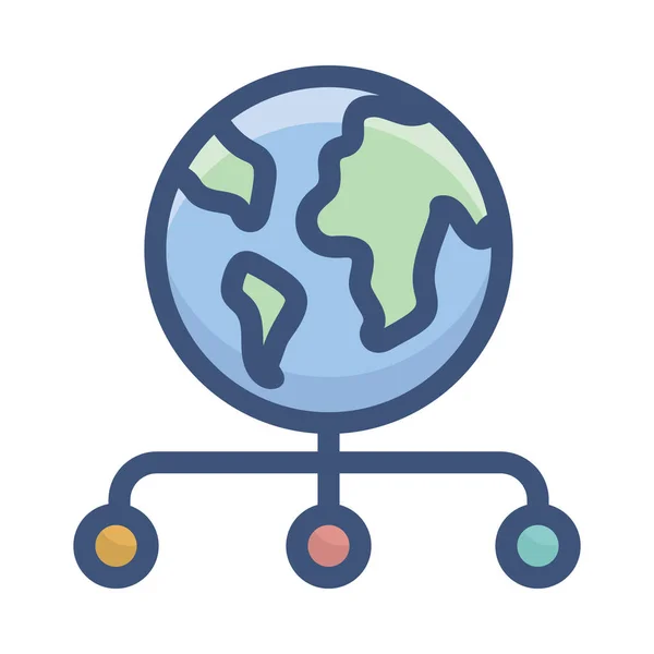 Globe Network Hosting Icon Plat Ontwerp — Stockvector