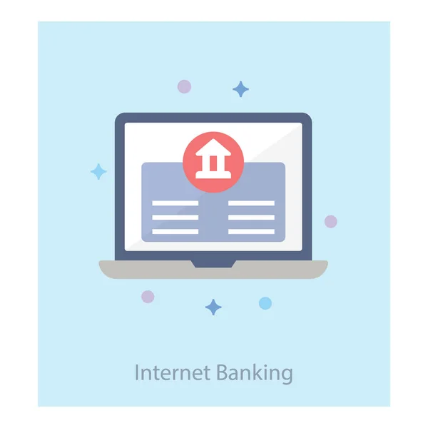 Icono Banca Por Internet Diseño Plano — Vector de stock