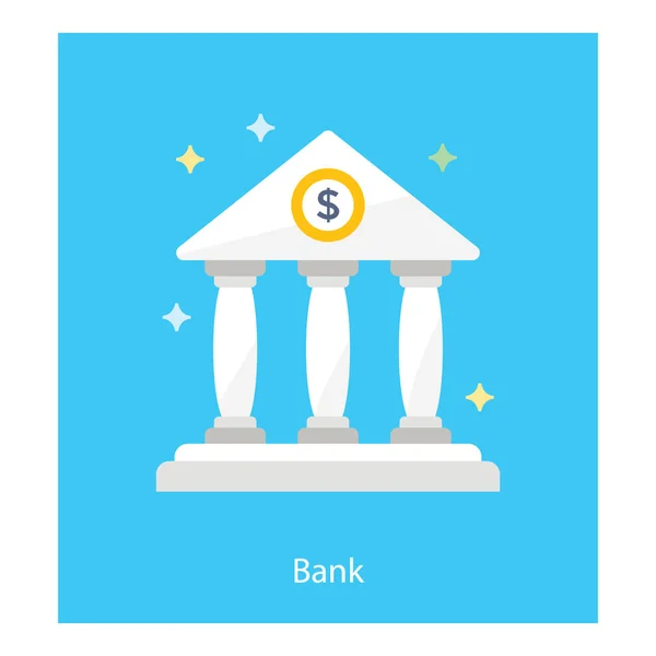 Bank Icoon Plat Ontwerp — Stockvector