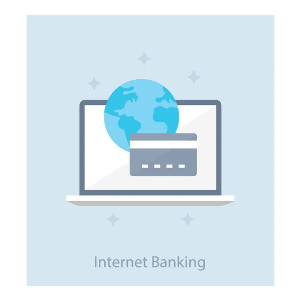 Εικονίδιο Του Internet Banking Επίπεδη Σχεδίαση — Διανυσματικό Αρχείο