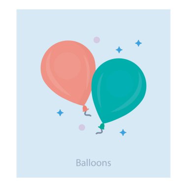Düz parti balonları vektör tasarımı 