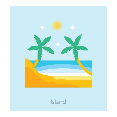 Tatil eğlenceli ada düz simgesi