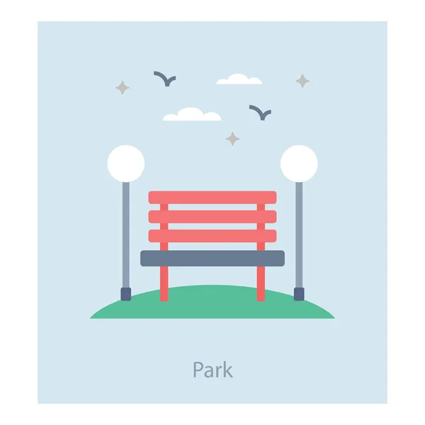 Ícone Banco Parque Design Plano — Vetor de Stock
