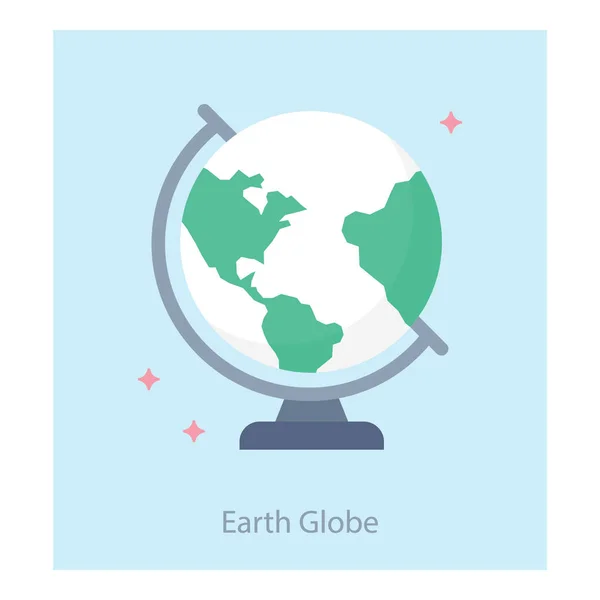 Icon Earth Globe Flat Design — Stock Vector