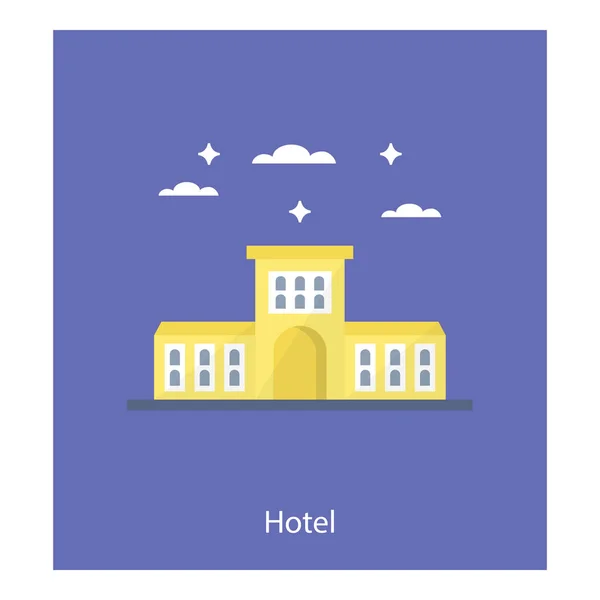 Hotel Gebouw Vector Plat Ontwerp — Stockvector