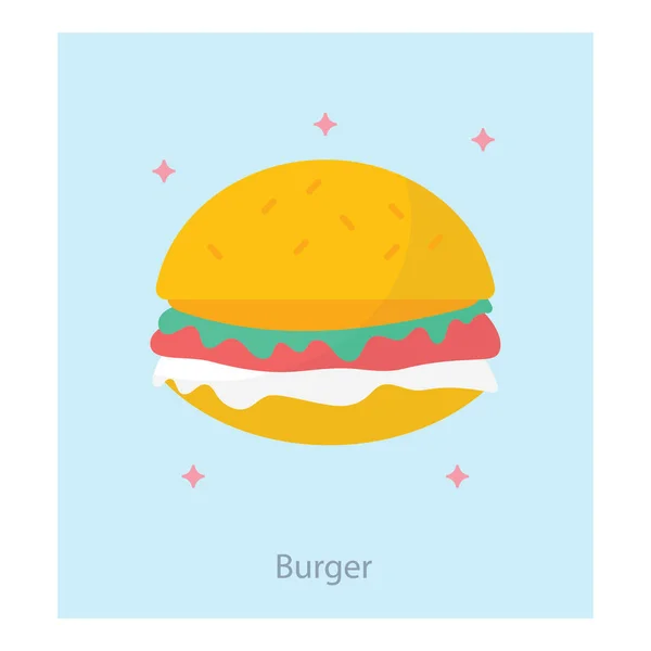 Flaches Design Der Burger Ikone — Stockvektor