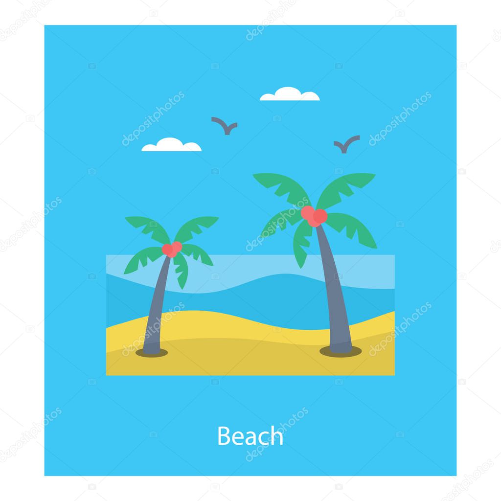 Holiday fun beach flat icon