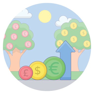 Finansal büyümenin düz yuvarlak tasarımı