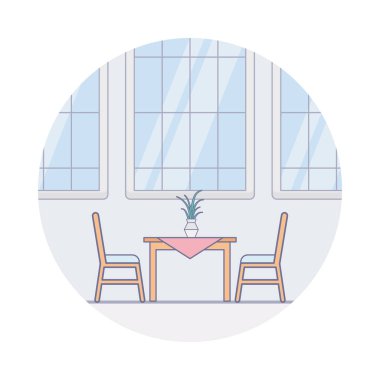 Yemek masasının düz simgesi 